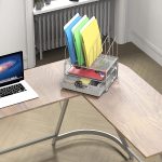 DecoBros Mesh Desk Organizer with Double Tray, 5 Upright Sections and Sliding Drawer, Black - Image 3